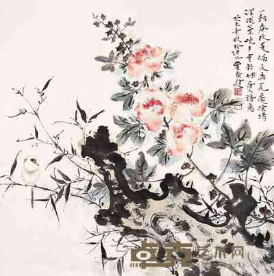 贾广健 2003年作 花鸟 镜心 68×68cm